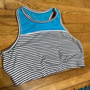striped sports bra w/ mesh detail